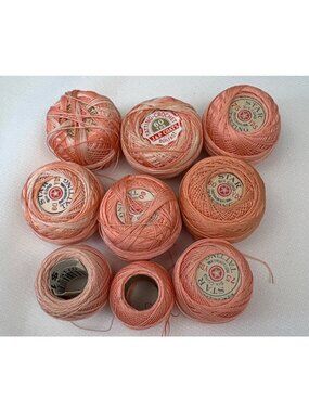 Vintage Peach Crochet Thread Lot J&P Coats & Star Mercenized Cotton Tatting Craf
